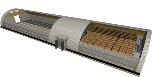 бескаркасное хранилище с тамбуром и универсальной системой хранения